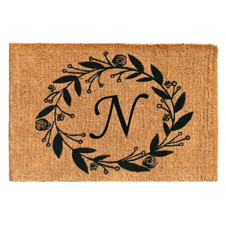 Configuracion 24 x 36 x 1.5 in. Black Rose Rectangular Doormat Natural - Letter N CO2830374